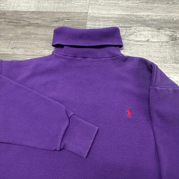 Vintage Ralph Lauren Womens M Red Pony Turtle Neck Knit Pullover Sweater 90s - Picture 3 of 8